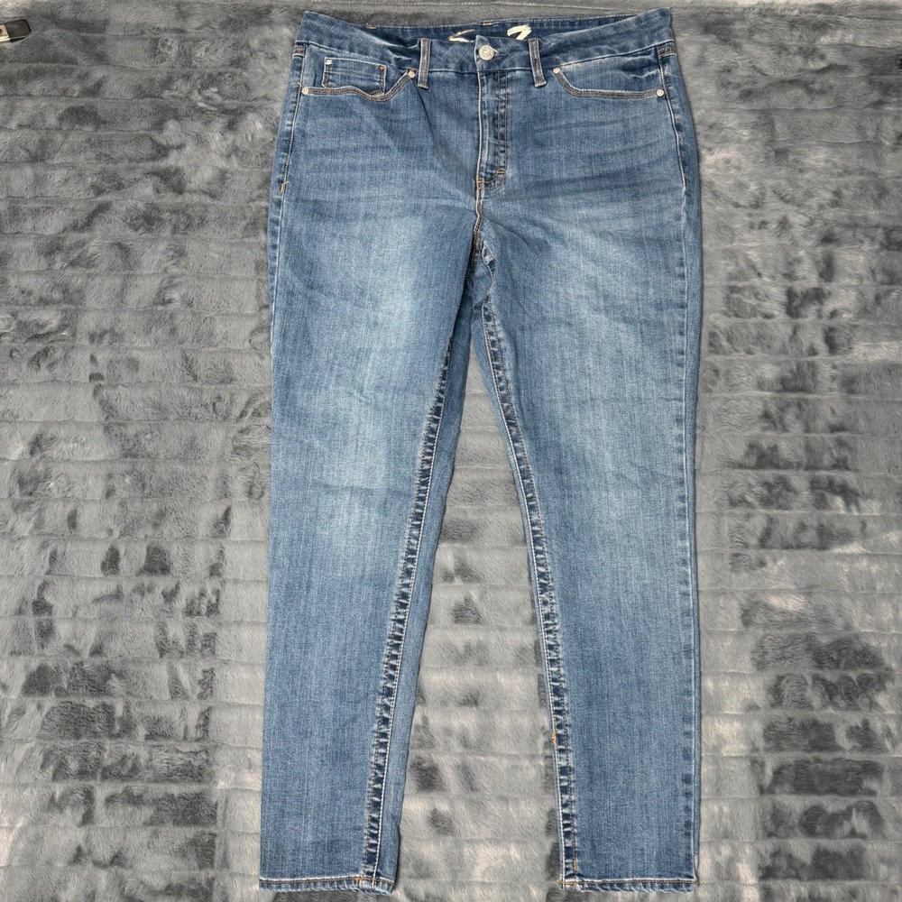 Seven7 Tummyless High Rise Skinny Jeans Blue Medium Wash Womens 16 Stretch Denim